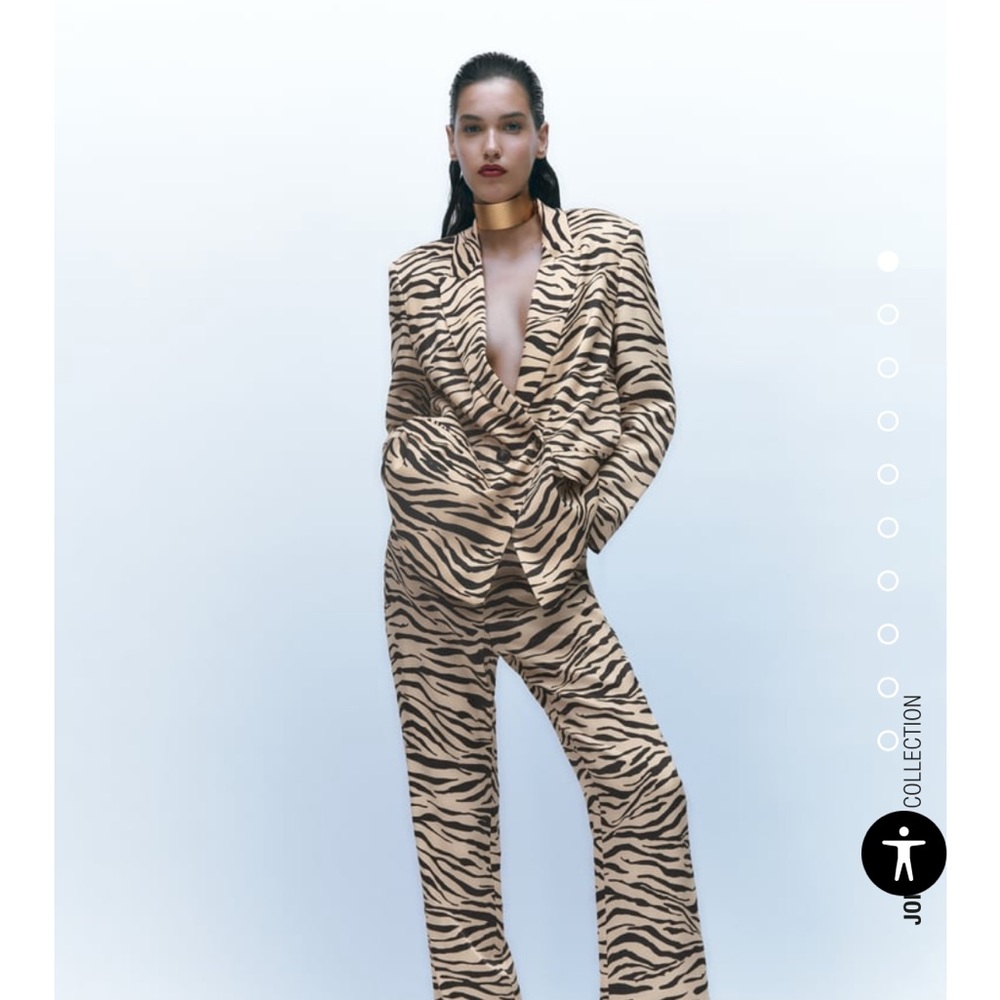 NWT Zara Animal Print Satin Effect Blazer - Picture 14 of 14